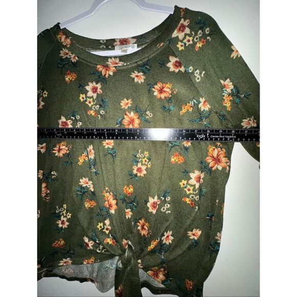 Nine Britton Women’s XL Billie Tie Front Brushed Knit Floral Top - Picture 5 of 7